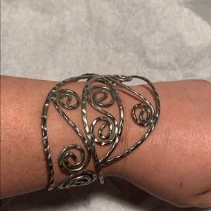 Silver twirl bracelet/upper arm band boho